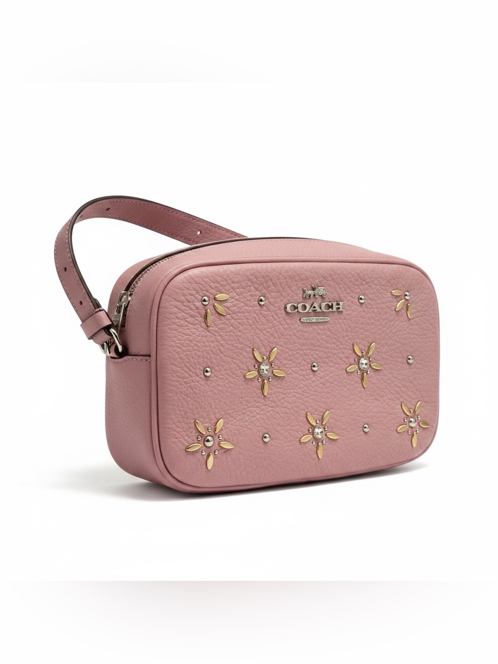 Coach Pink Star-Embellished pebble Leather Crossbody Belt waist Bag NWOT